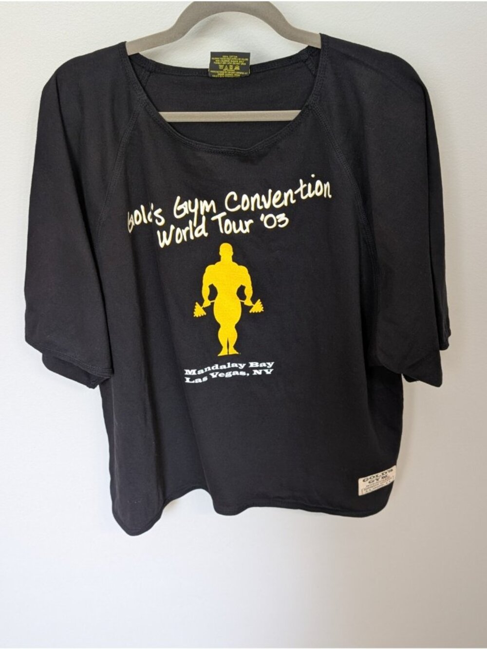 Vintage 2003 World Tour Gold's Gym Double Sided Black T-shirt Size Large